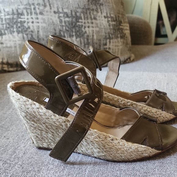 Diane Von Furstenberg Brown Wedge Sandals with Ankle Strap - Picture 2 of 6
